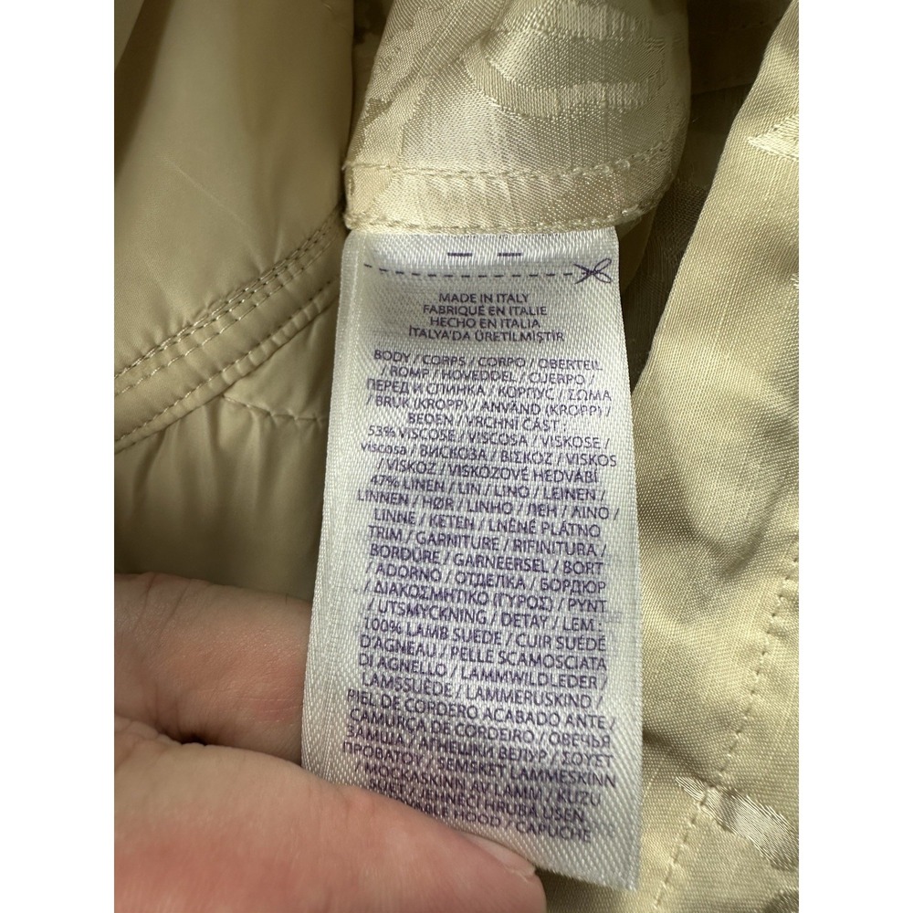 Ralph Lauren Purple Label Ivory Linen Blend Floral Hooded Padded Jacket SZ 4 NWT - Picture 12 of 14